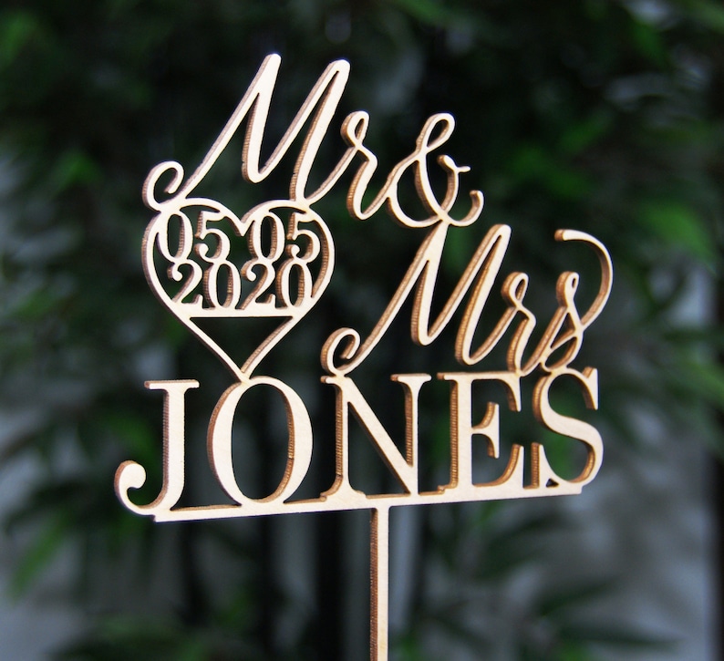 Mr Mrs Name & Date Cake Topper Personalized Cake Topper Etsy