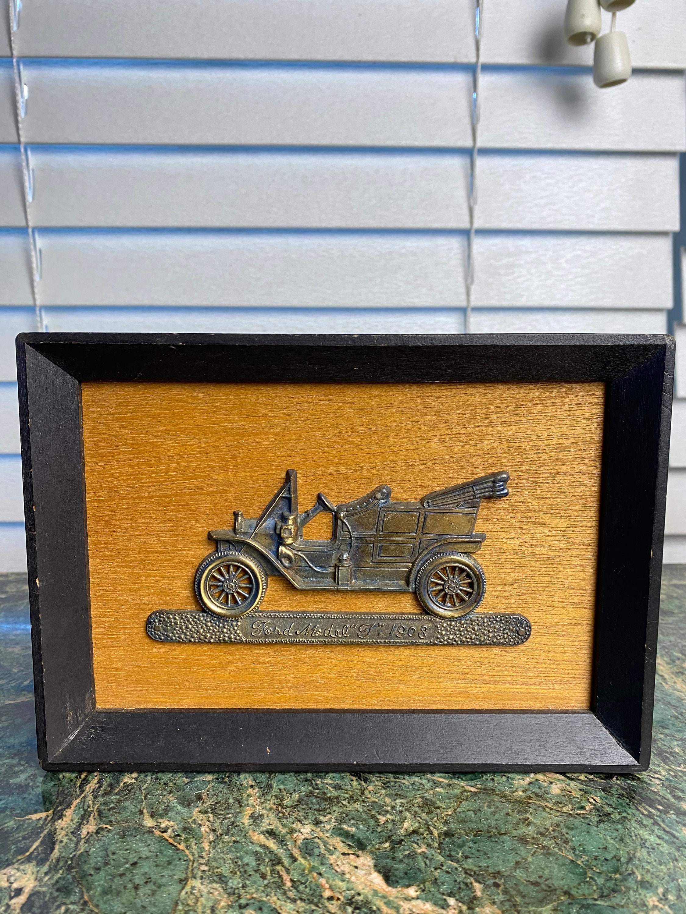 Vintage Collectible Car Brass Wood Framed Art - Etsy UK