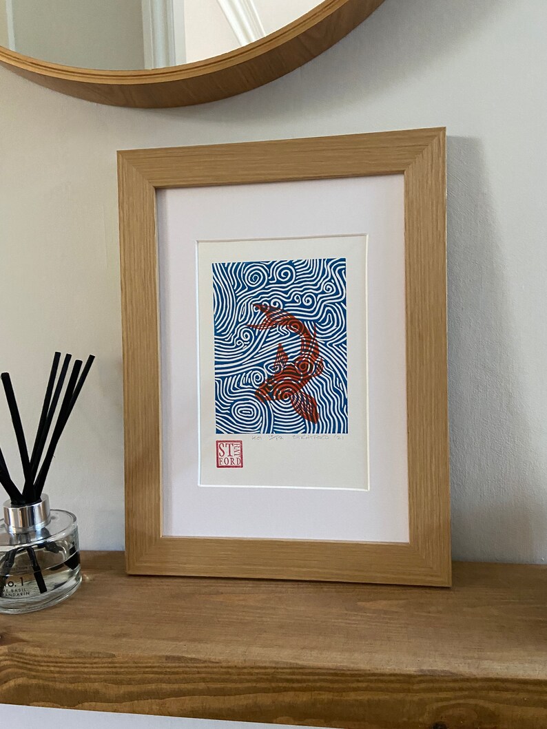 Koi Pool, Lino Print by Andrew Stratford image 4