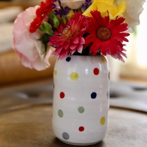 White and Black Polka Dots Vase - Etsy
