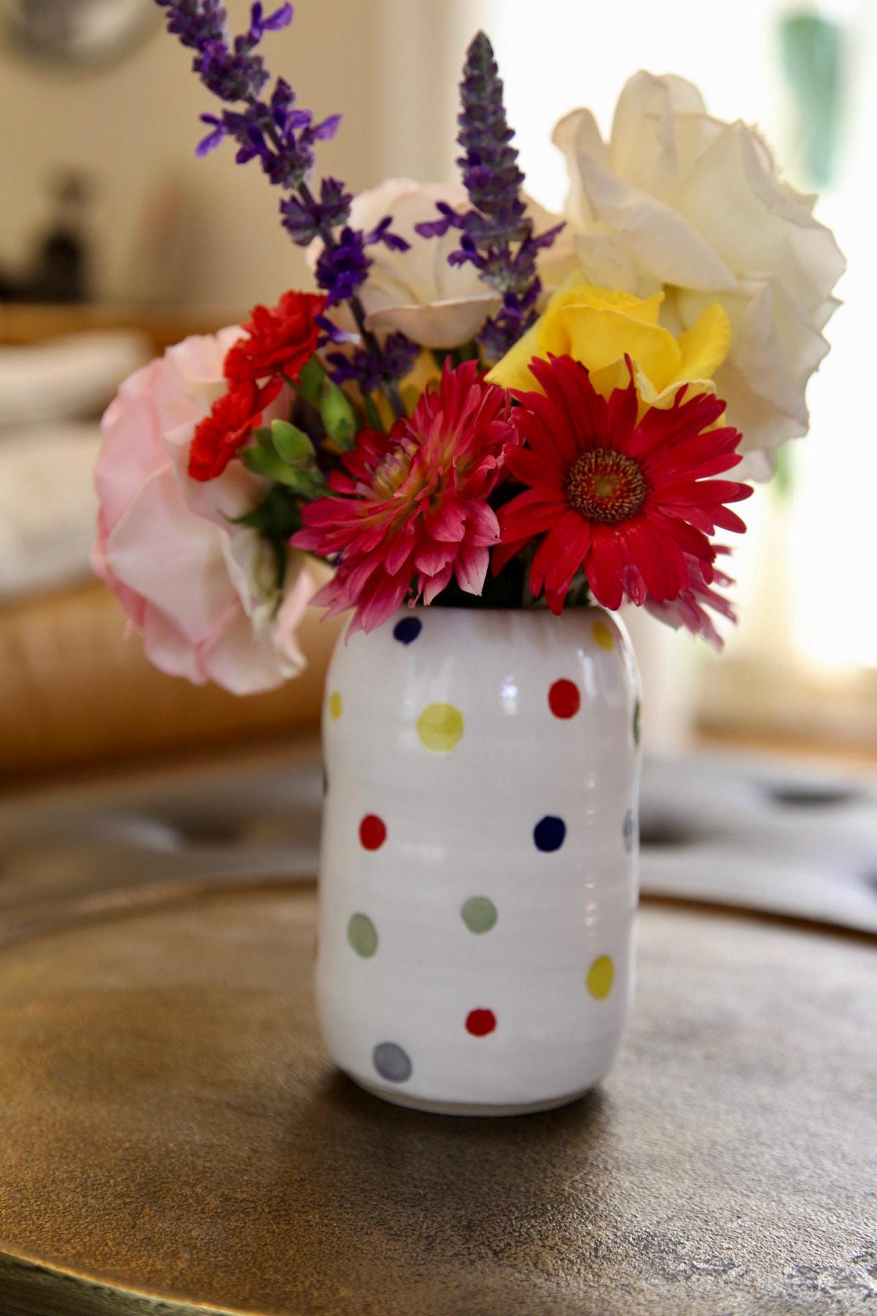 WHITE POLKA 花瓶 Simply Polka Dot Bud Vase Collection Set of 3