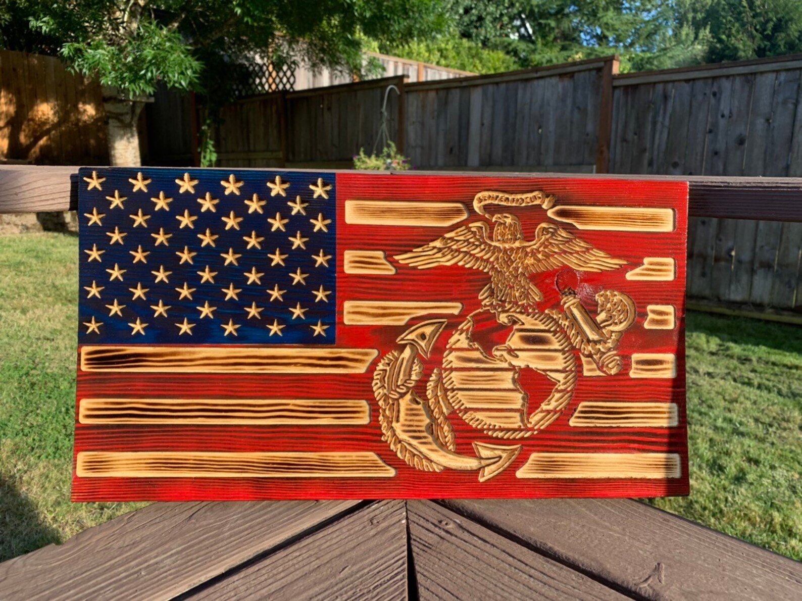 Wood Marine Corps Flag American Wood Flag Military Wood Etsy