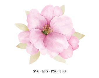 Flower Bloom - Floral Floristic Watercolor - Svg Eps Png Jpg - Image Clipart Vector Graphic Design Printable Download