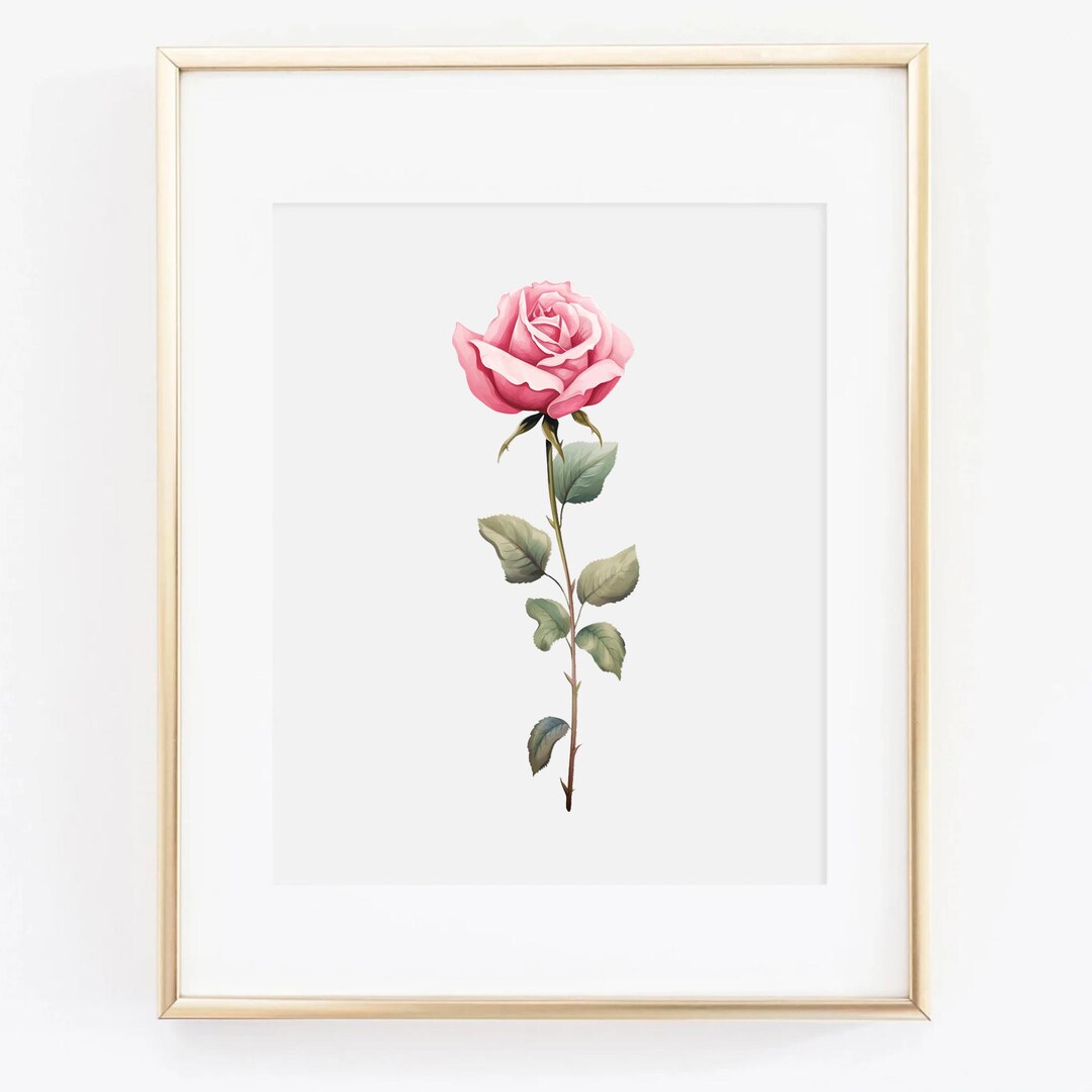 Pink Rose Watercolor Wall Poster Art Painting Flower Floral Print Gift ...