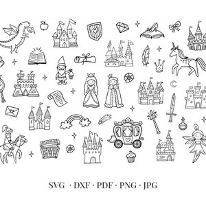 Fairytale SVG - Fairy Illustration, Castle, Dream, Elements, Set, Cutting Files, Clipart, Vector, Graphics, Design, Printable Download