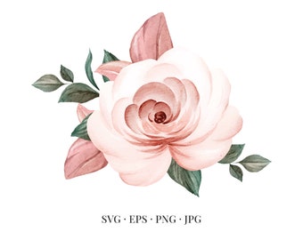 Rose Bloom - Flower Illustration Floral Floristic Watercolor - Svg Eps Png Jpg - Image Clipart Vector Design Crafting Printable Download