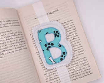 Felt letter bookmark birthday Christmas gift party bag filler stocking advent planner doggy print fabric