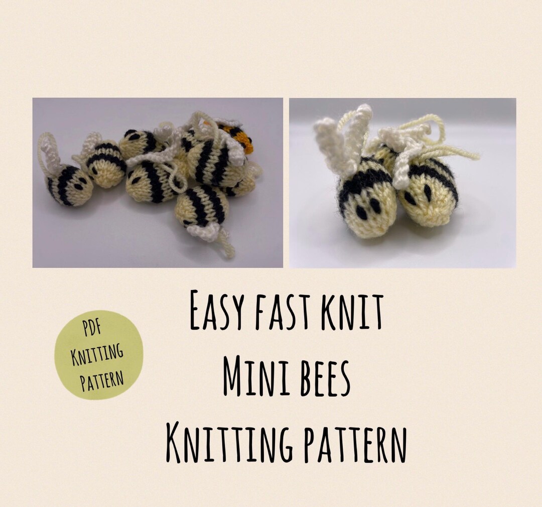 Knitting Pattern Mini Bees Fast Easy Knit Beginner Friendly PDF DK ...