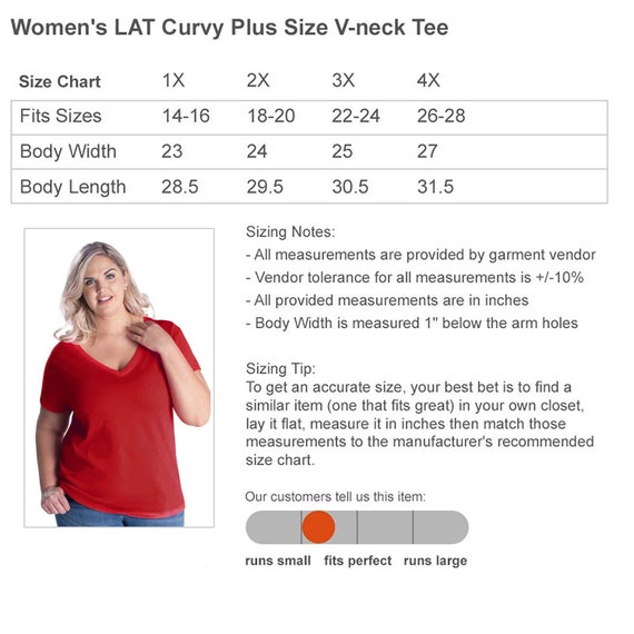 Lat T Shirts Size Chart