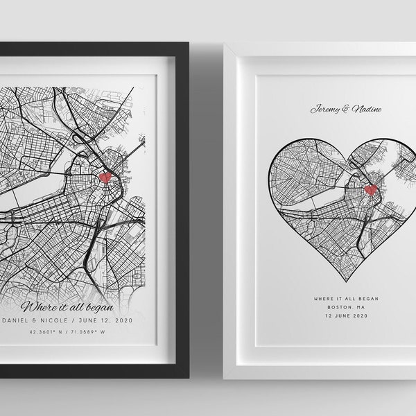 DIGITAL Anniversary Gifts,Where it all began,Where We Met Map,Custom Map Print,Graduation Gifts,Our First Home,Birthday Gifts for her