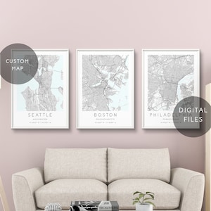 DIGITAL Custom Map Print,Custom City Map,Map Wall Decor,Wall Art Prints,City Map Gift,City Map Poster,Gallery Wall Set of Prints,Vintage Map