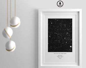 DIGITAL Star Map Print,Day you became,Night Sky Print,Anniversary gifts,Night We Met Map,Where it all began,You were born,Birthday Gift