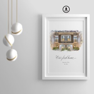 DIGITAL Custom House Portrait,Our First Home Gift,Watercolor Portrait Print,Wedding Venue Poster,Portrait from photo,Digital Artwork Print