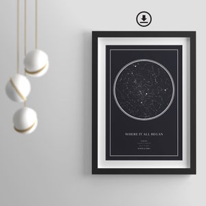 DIGITALE Stern Karte Druck,Stern Karte Nach Datum,Stern Karte Poster,Stern Koordinaten Druck,Individuelles Stern Zeichen Poster,Besonderes Datum Geschenk,Stern Geburtstag Karte