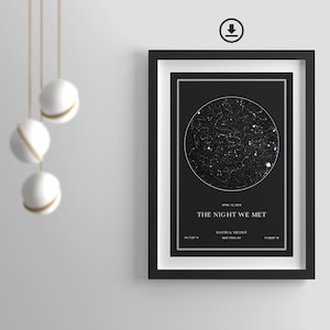 DIGITALE Star Map Print, Night Sky Map, Constellation Art, Uniek cadeau-idee, Star Home Decor, Astrologie Birth Chart, New Born Baby Gift, Wall Art