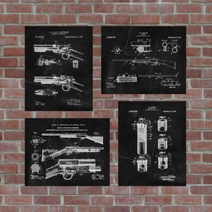 Browning Shotgun Patent Print Set of 4,Breech Loading Gun,Auto 5 Shotgun,Hunting Gun Print,Shotgun Shell,Vintage Prints,Vintage Wall Decor