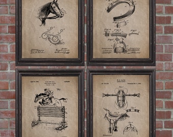 Equestrian Inventions 5 Pack SET Equestrian Patent Equestrian Art Wall Art Horse Saddle Patent Horse Jump Patent Equestrian art sp418
