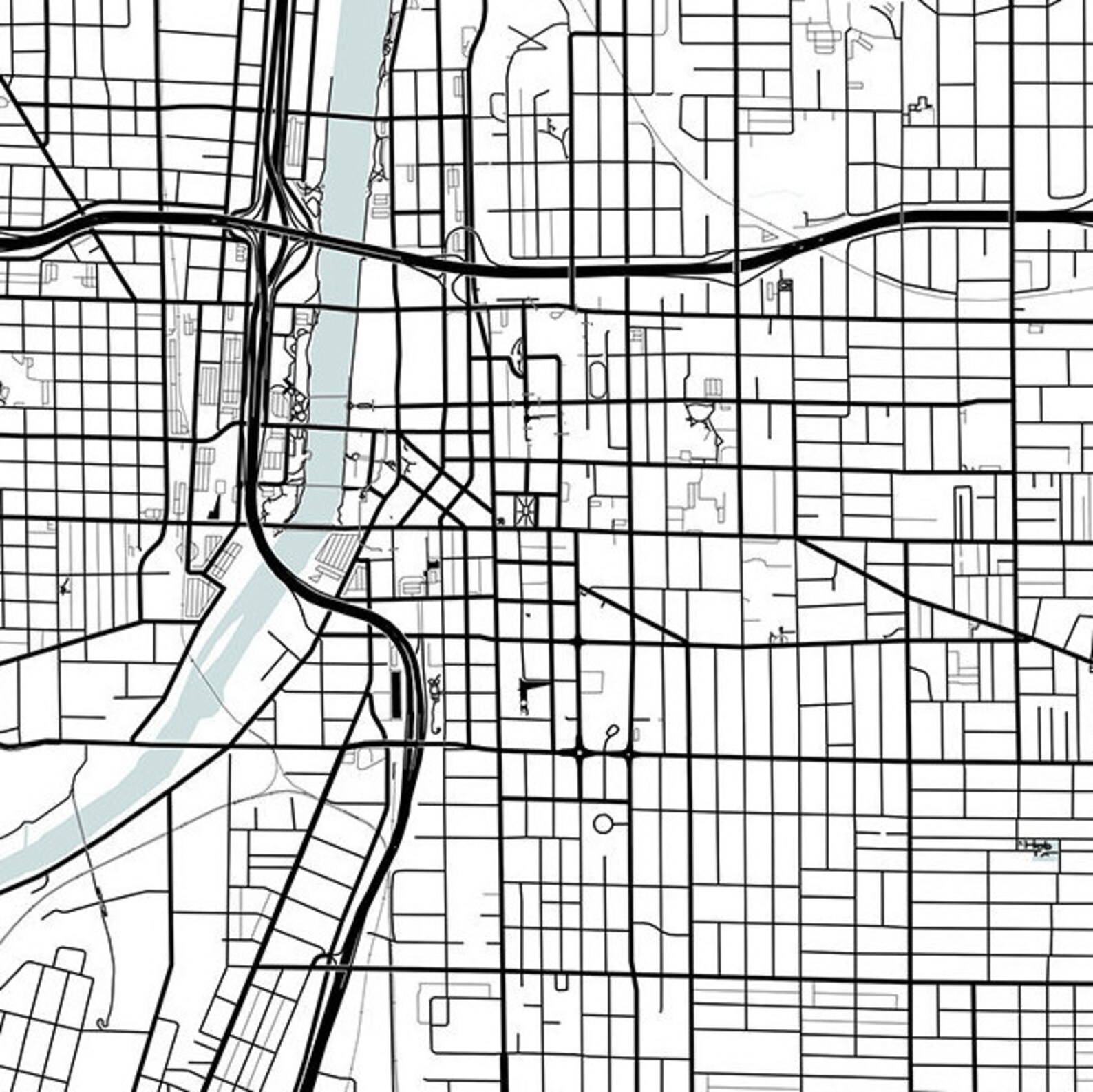 Grand Rapids Map Printmichigan Map Printcircle Map | Etsy