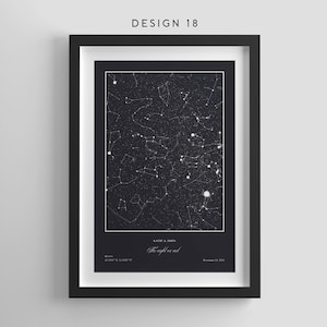 Impression personnalisée de la carte des étoiles, cadeau personnalisé de la carte des étoiles, cadeaux d'anniversaire, impression du ciel nocturne, impression de la constellation, carte de la nuit où nous avons rencontré, là où tout a commencé