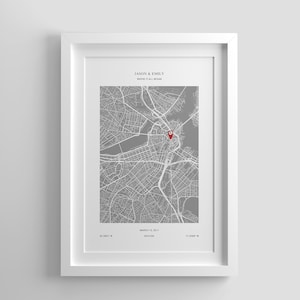 Mappa di dove tutto ha avuto inizio, Dove ci siamo incontrati, Decorazione da parete con spille per mappa, Stampe di arte murale, Poster di mappa personalizzata, Poster di mappa della città, Regali di anniversario, Regalo della prima casa