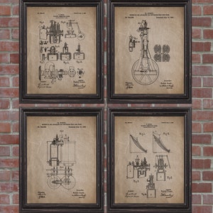 Diesel Motor Patent Print 4er Set,Diesel Interner Motor Druck,Converting Heat Print,Automotiv Druck,Ingenieur Geschenk,Vintage Wanddekor Art