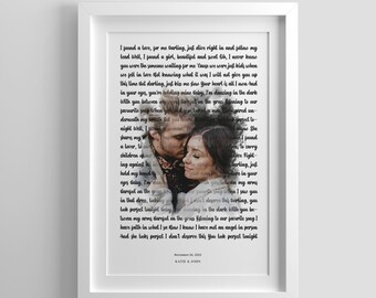 Hochzeit Songtexte Wandkunst,erster Tanz Songtexte Geschenk,Anniversary Gifts,Custom Song Lyric Poster,Song Wall Decor Print,Geburtstagsgeschenk für Sie