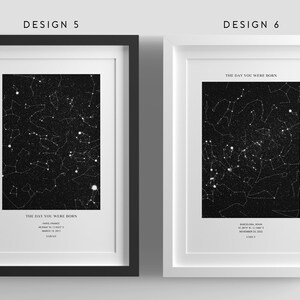 Impression personnalisée de carte d'étoile, nuit où vous êtes né, nuit où nous nous sommes rencontrés, où tout a commencé, cadeau d'anniversaire pour elle, nouveau cadeau de bébé, ciel nocturne d'étoiles, étoile au-dessus