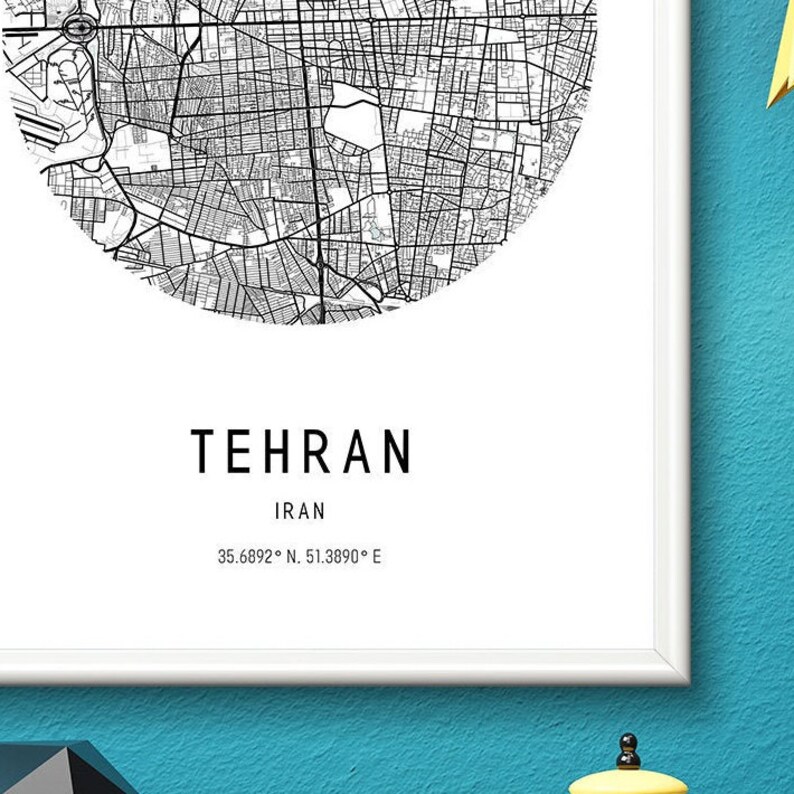 Tehran Map Print,Iran Map Print,City Map Print,Circle Map Print,DIGITAL DOWNLOAD