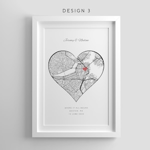 Anniversary Gifts,Where it all began,Where We Met Map,Custom Map Print,Graduation Gifts,Our First Home,Birthday Gifts for her,Wedding Gift image 4