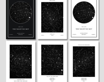 Custom Star Map Print, Engagement Gift, Anniversary Gifts, Star Map Poster, Verjaardagscadeau, Nacht dat je geboren was, Waar het allemaal begon, Huwelijkscadeau