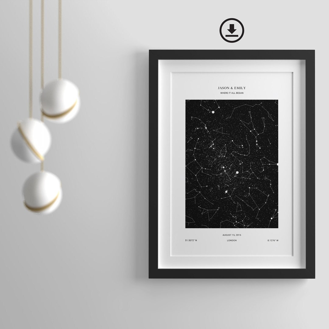 DIGITAL Star Map Print,anniversary Gift,star Map Poster,constellation ...