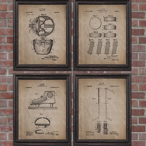 Hockey Patent print set of 4,Hockey wall art,Sports Wall Poster,Vintage Prints,Hockey poster,Vintage Wall Decor,Sports Print,Galley wall set