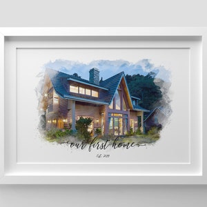 DIGITAL Custom House Portrait,Our First Home Gift,Watercolor Portrait Print,Watercolor House Print,Portrait from photo,Our story so far