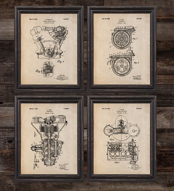 Ford Patent Print Set of 4ford Transmissionford Enginehenry - Etsy