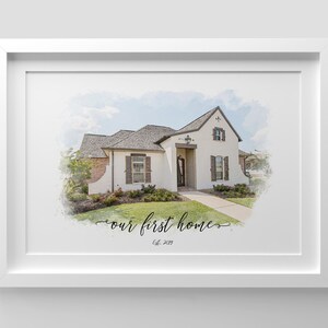 DIGITAL Custom House Portrait,Our First Home Gift,Watercolor Portrait Print,Watercolor House Print,Portrait from photo,Where it all began
