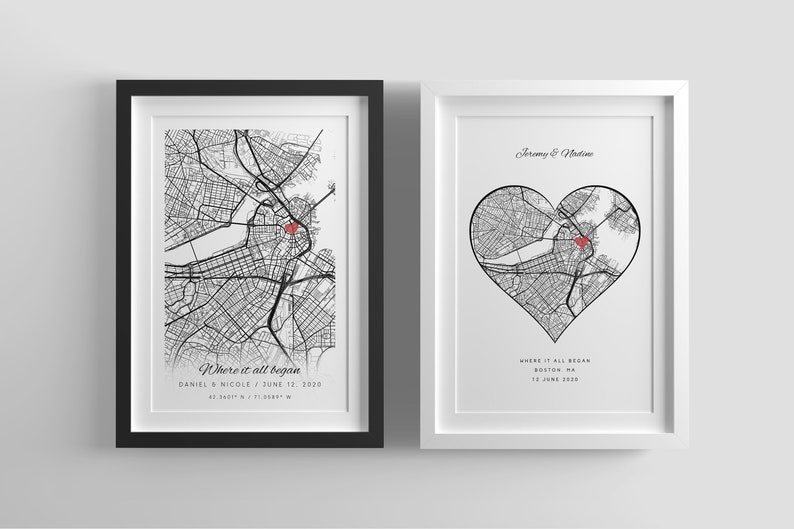 Anniversary Gifts,Where it all began,Where We Met Map,Custom Map Print,Graduation Gifts,Our First Home,Birthday Gifts for her,Wedding Gift image 1