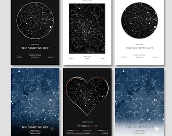 Custom Star Map Print, Anniversary Gift, Night Sky Poster