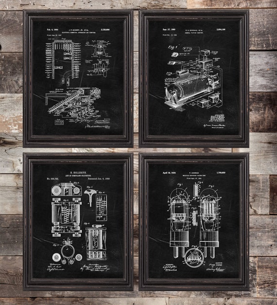 Vintage Computer Patent Print Set Of 4eniac Computerfirst Etsy