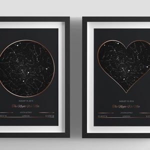 Impression personnalisée de carte des étoiles, cadeau d'anniversaire, cadeaux d'anniversaire, affiche de carte des étoiles, impression constellation, carte de la nuit de notre rencontre, là où tout a commencé, cadeau de mariage