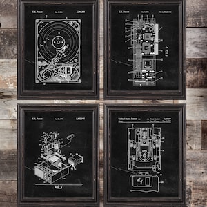 DIGITAL Computer Patent Print Set of 4,Computer Wall Poster,Vintage Wall Decor,Dissasembled art,Computer wall art,Vintage computer,Retro Art
