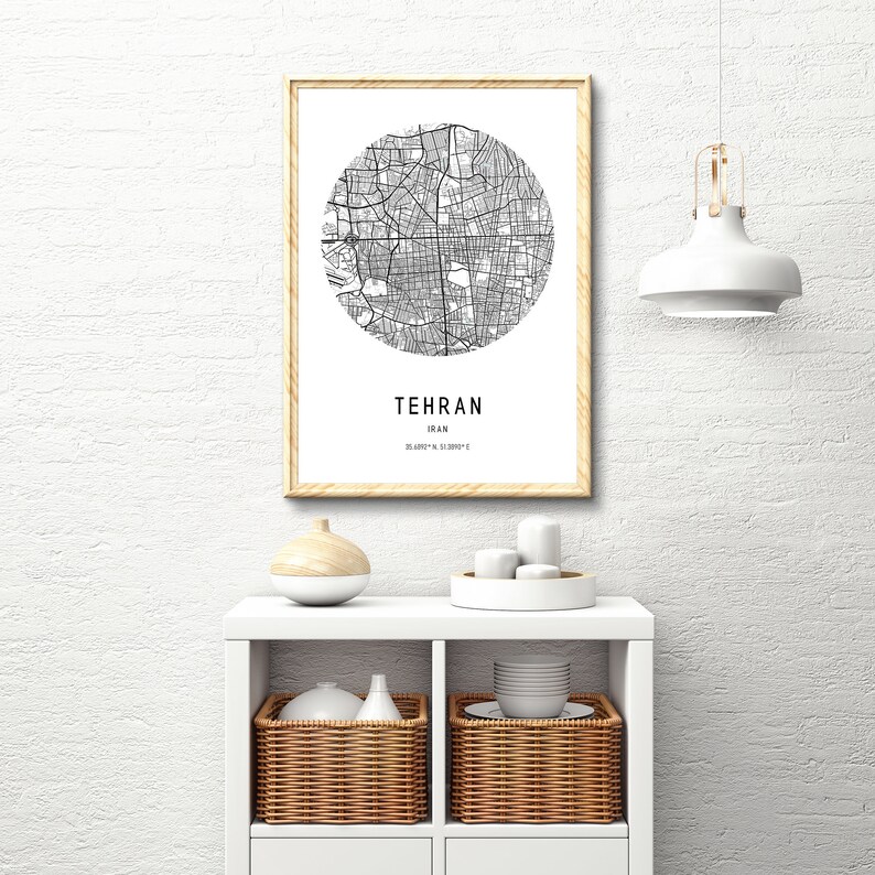 Tehran Map Print,Iran Map Print,City Map Print,Circle Map Print,DIGITAL DOWNLOAD