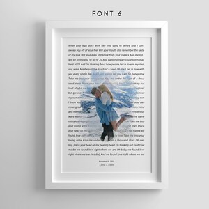 Arte de pared de letras de canciones de boda, regalo de letras de primer baile, regalos de aniversario, póster de letras de canciones personalizadas, impresión de decoración de pared de canciones, regalo de cumpleaños para ella