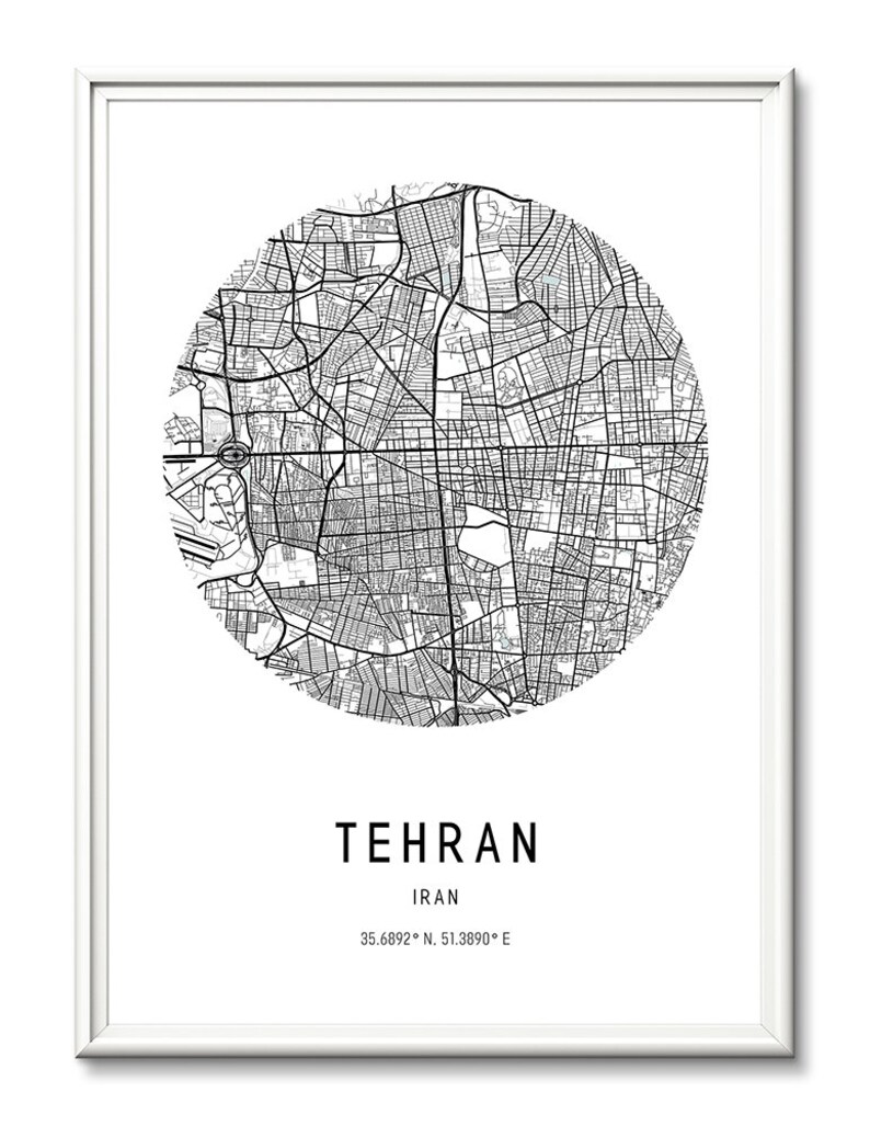 Tehran Map Print,Iran Map Print,City Map Print,Circle Map Print,DIGITAL DOWNLOAD