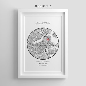 Anniversary Gifts,Where it all began,Where We Met Map,Custom Map Print,Graduation Gifts,Our First Home,Birthday Gifts for her,Wedding Gift image 3