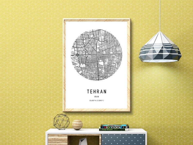 Tehran Map Print,Iran Map Print,City Map Print,Circle Map Print,DIGITAL DOWNLOAD