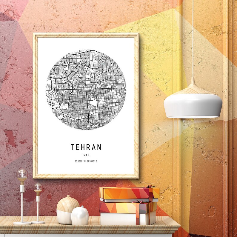 Tehran Map Print,Iran Map Print,City Map Print,Circle Map Print,DIGITAL DOWNLOAD
