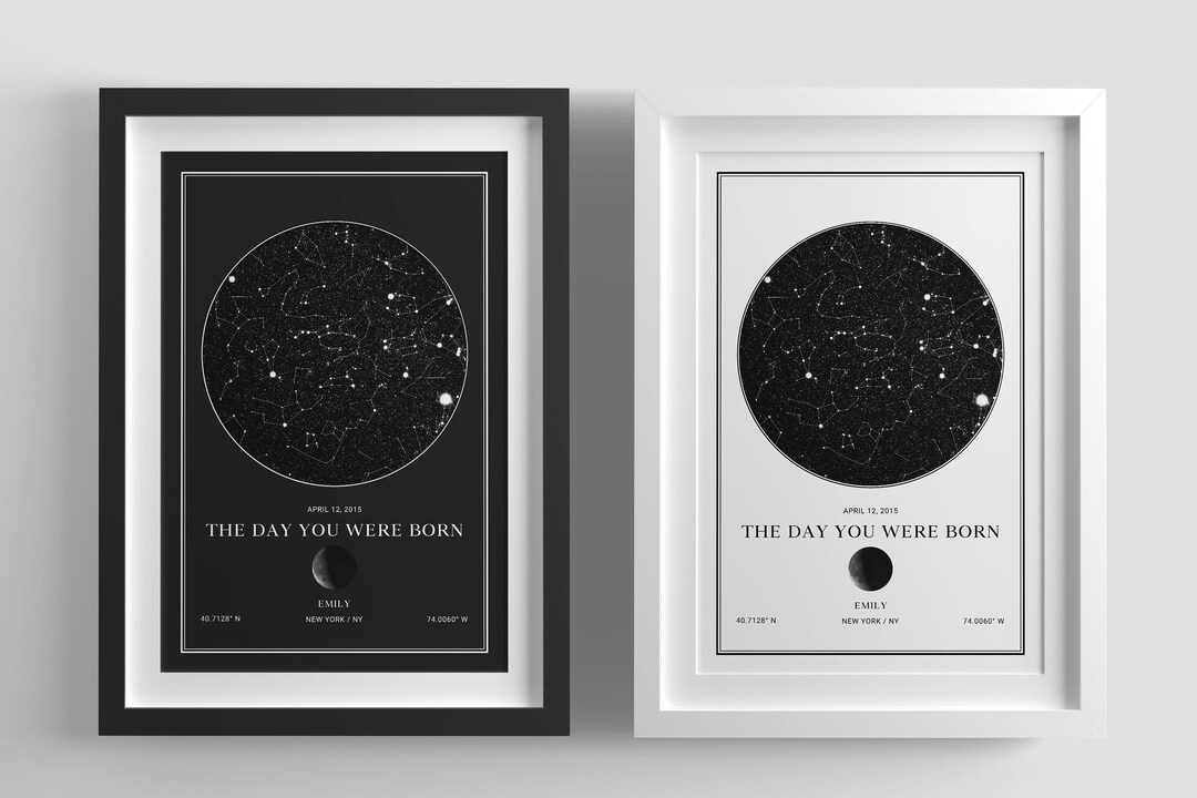 DIGITAL Star Map Print,moon Phases Wall Art,birthday Gift,star Map ...