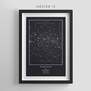 Constellation Star Map Poster, Night Sky Wall Art, Mappa stellare personalizzata, Modern Celestial Home Decor, Star Map Print con nomi e data
