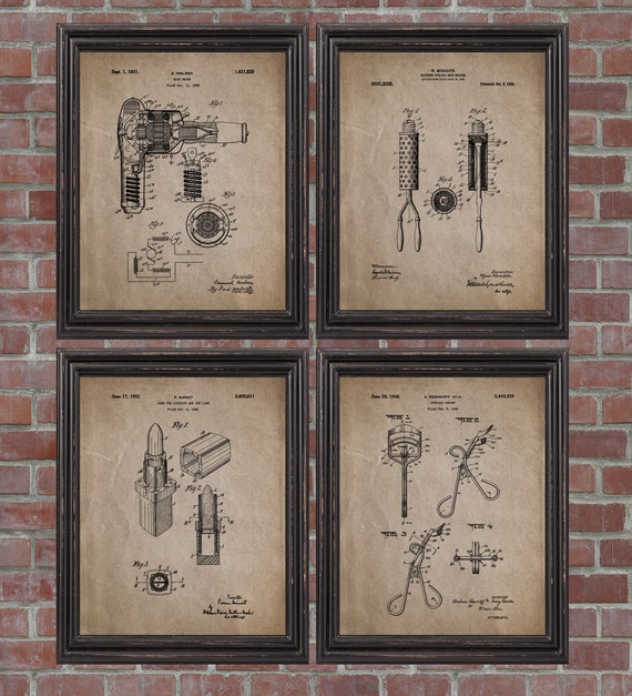 Impresiones De Arte De Patente De Salón De Belleza Juego Impresiones De Arte De Patente De Salón De Belleza Juego