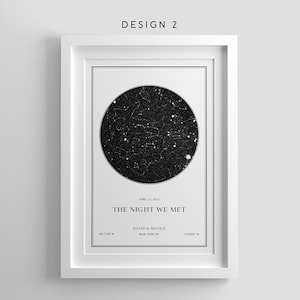 Stampa personalizzata della mappa stellare,Notte in cui sei nato,Poster di stelle sopra la mappa,Stampa del primo appuntamento,Notte che ci siamo incontrati per coppia,Sotto queste stelle,Regalo di anniversario